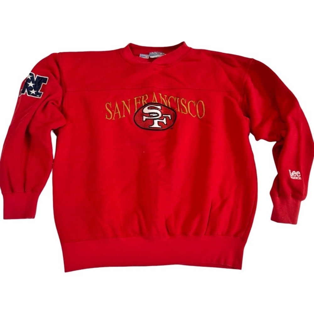 Vintage Lee Sport San Francisco 49ers Crewneck Sweatshirt Red Mens XL NFL 90s - Picture 1 of 9